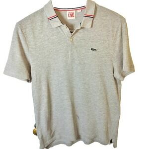 LACOSTE LIVE Designer Polo Shirt Pique Cotton Short Sleeve Large  Gray
